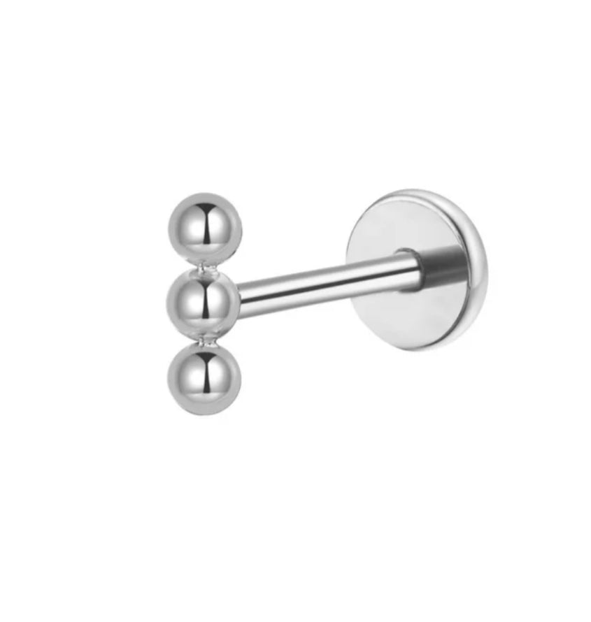 Three Bead Silver Solo Stud