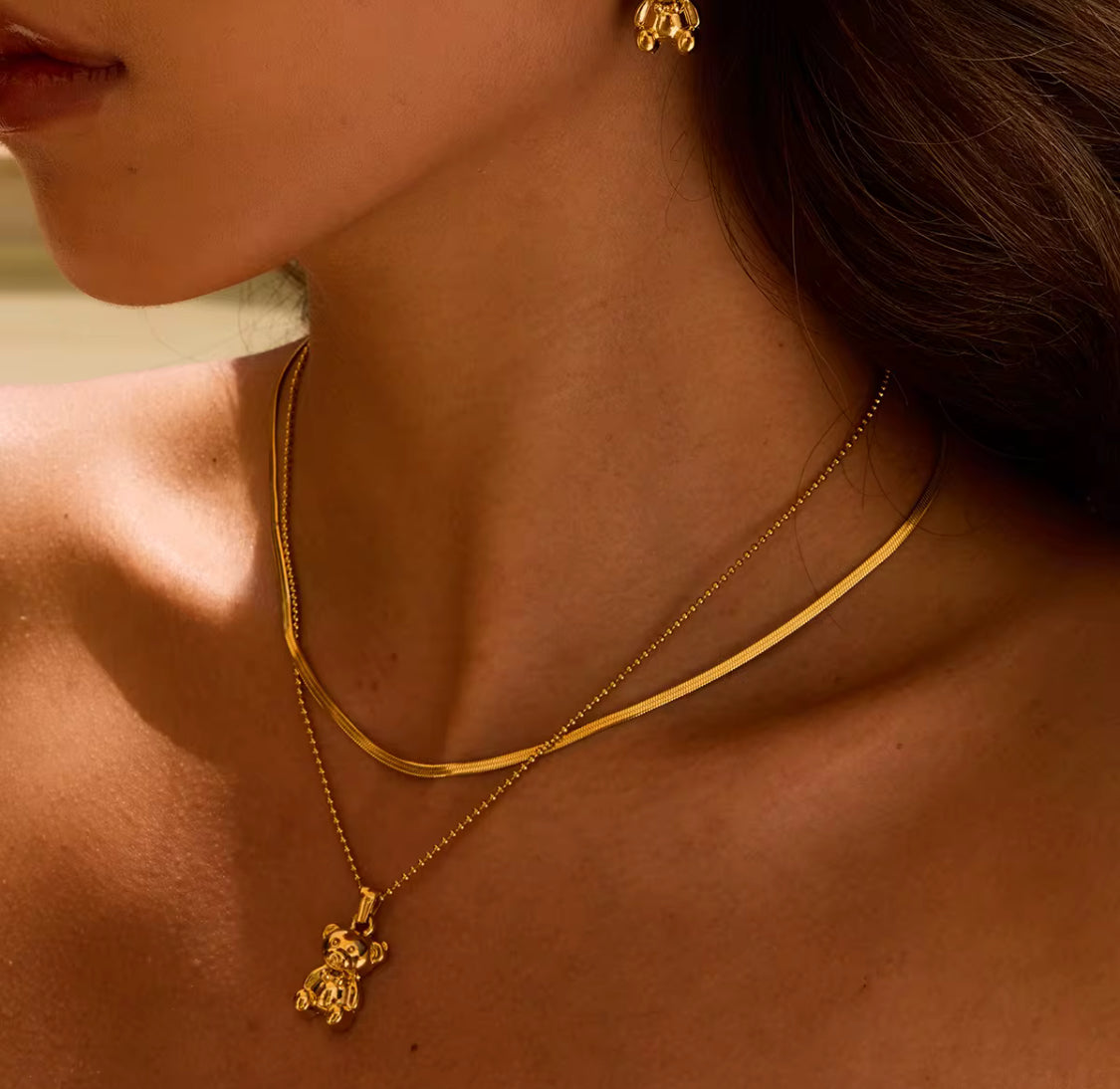 Teddy Bear Stack Necklace