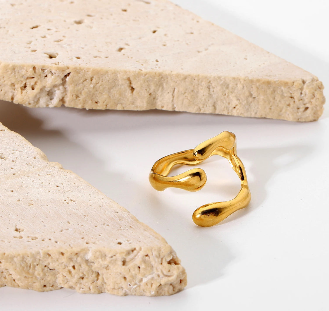 Organic Square Gold Ring
