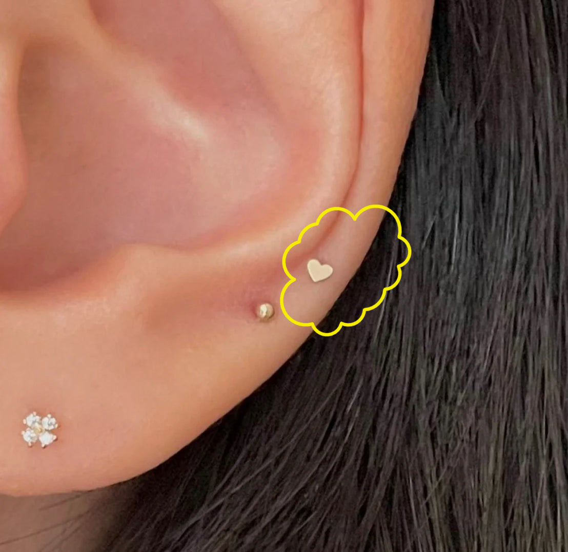 Small Heart Silver Solo Stud