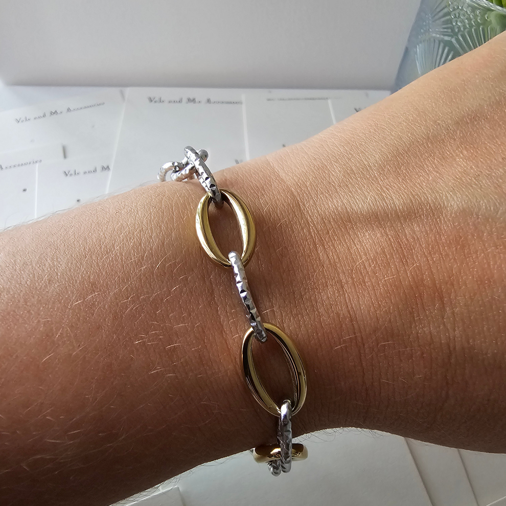 Mixed Metal Texture Bracelet