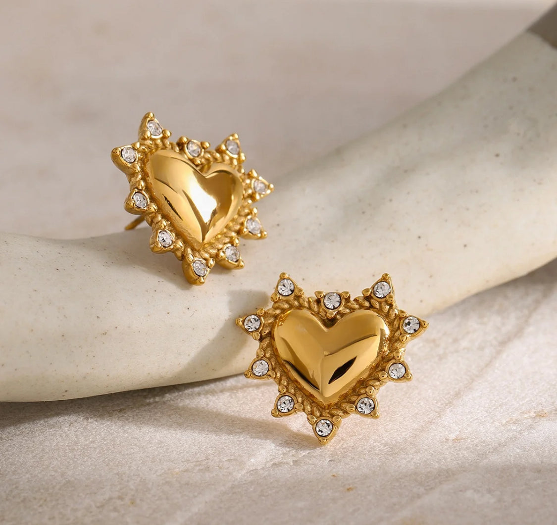 Love Hurts Gold Studs