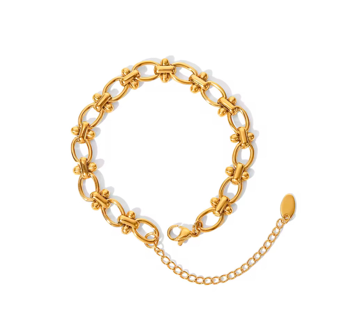 Oval Two Link Gold Bracelet