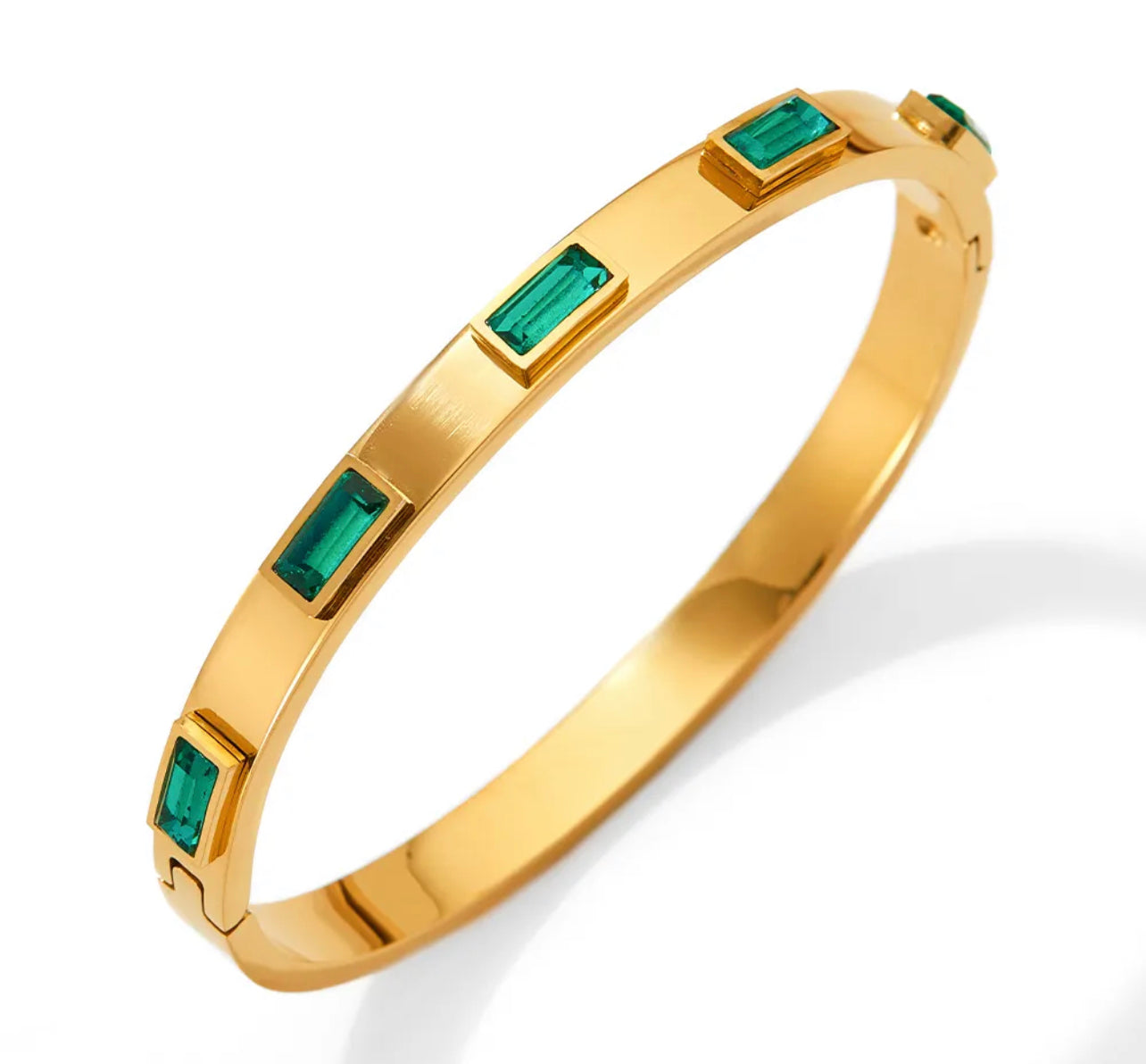 Emerald Gold Bangle Bracelet