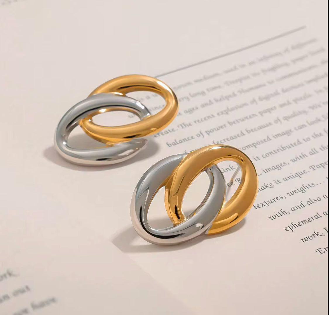 Mixed Metal Rings Studs