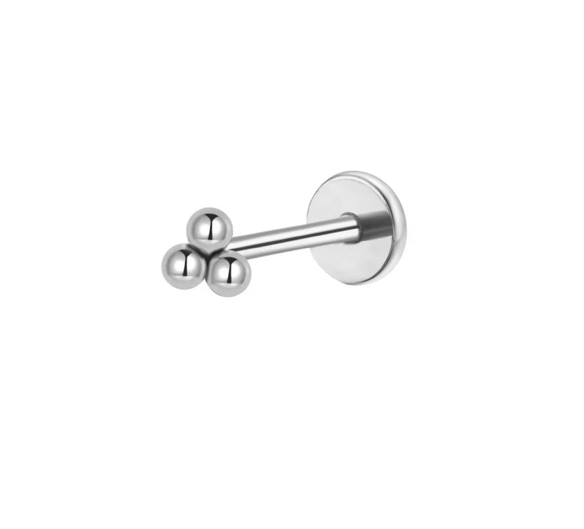 Trio Silver Bead Solo Stud