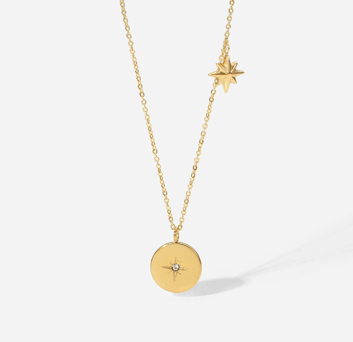 Two Star Pendant Necklace