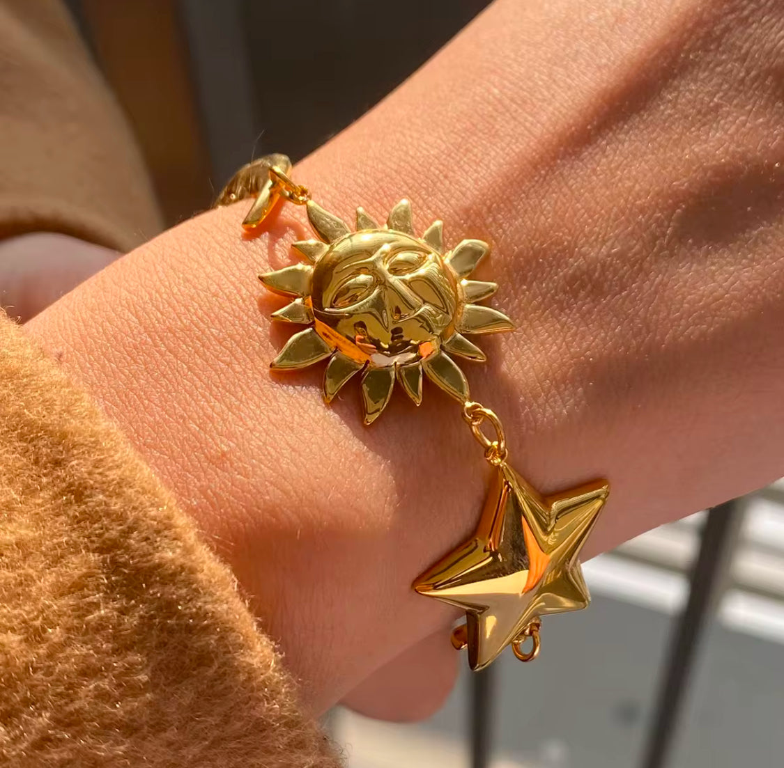 Sun Moon Stars Gold Bracelet
