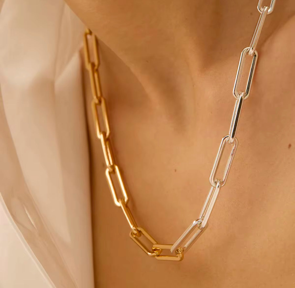 Mixed Metal Chain Necklace