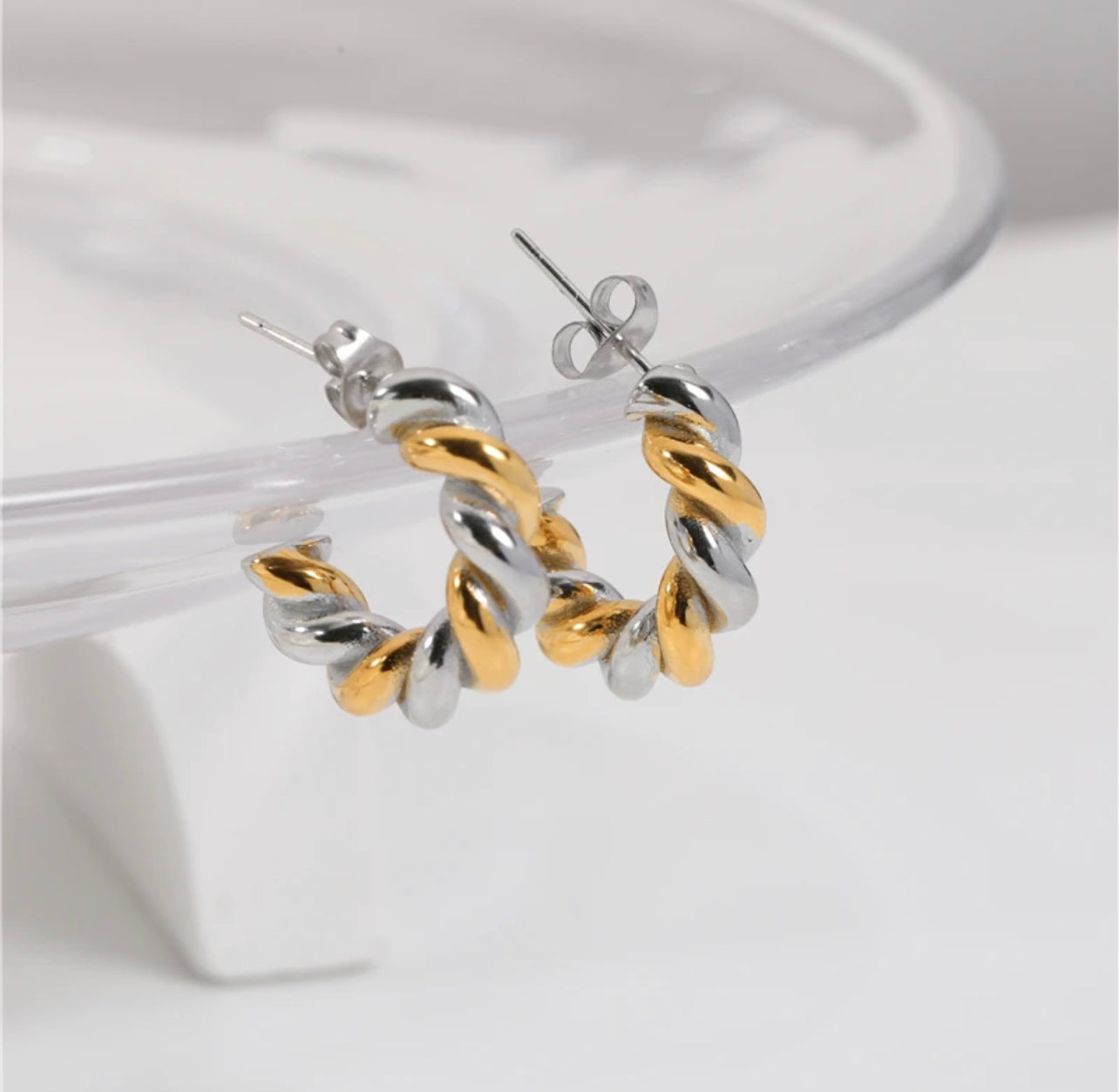 Braided Mixed Metal Hoops