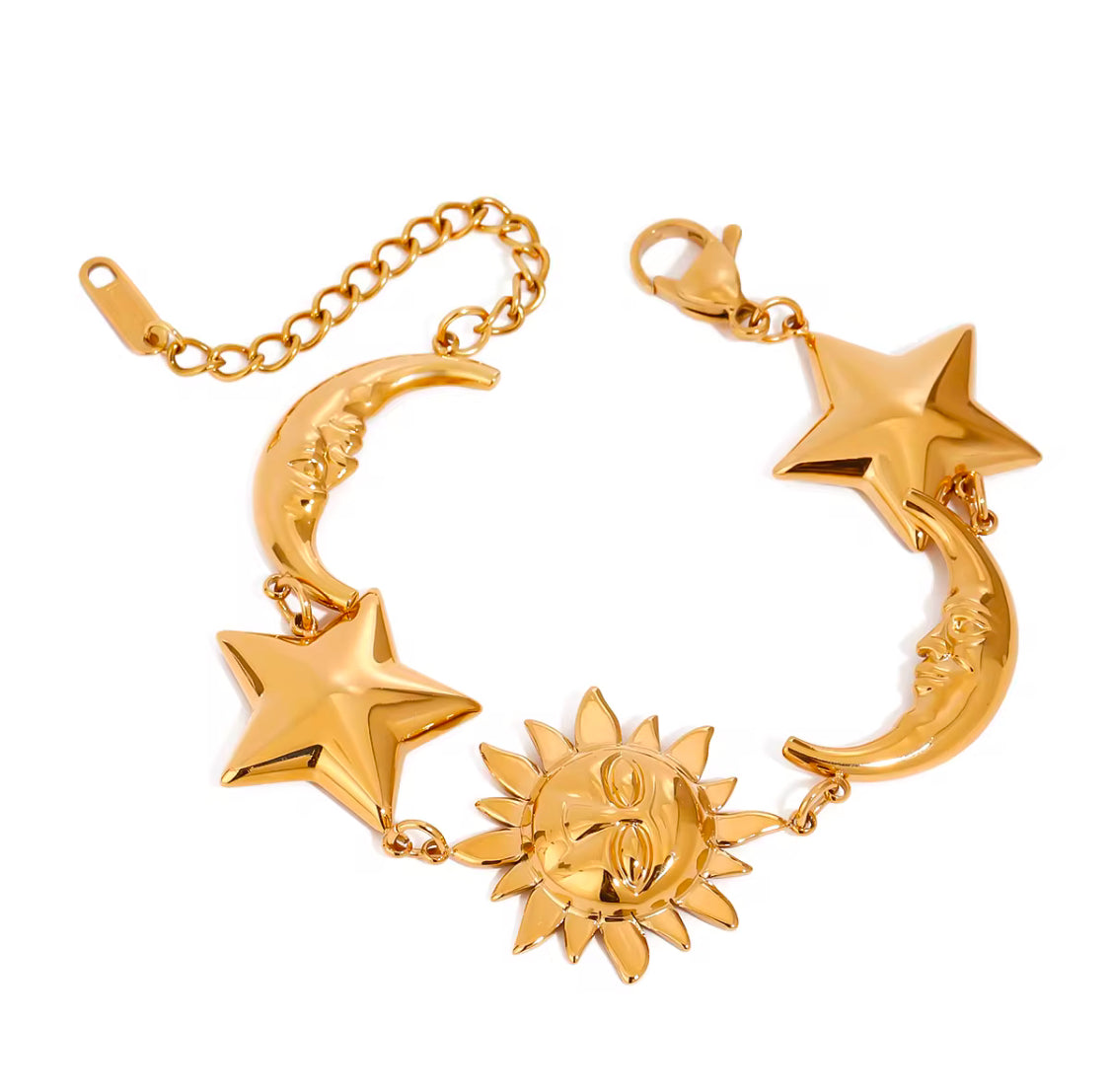 Sun Moon Stars Gold Bracelet