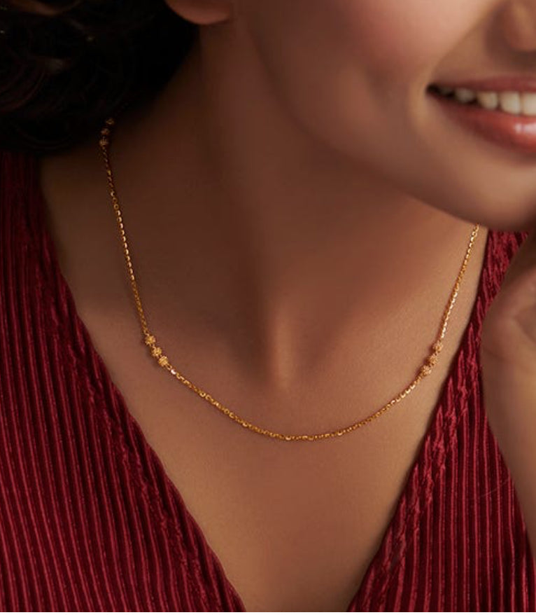 Tri-Beaded Gold Chain