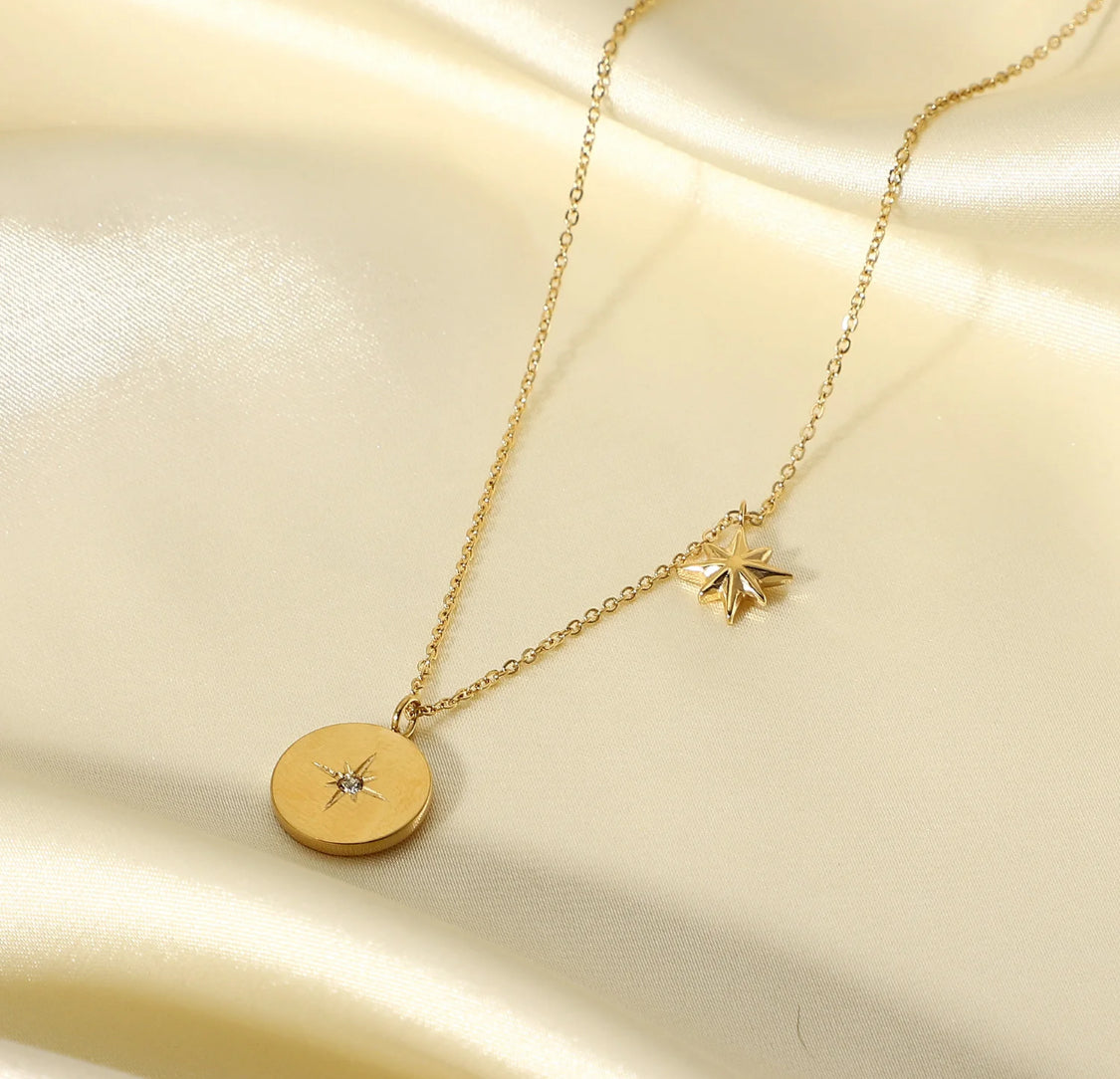 Two Star Pendant Necklace