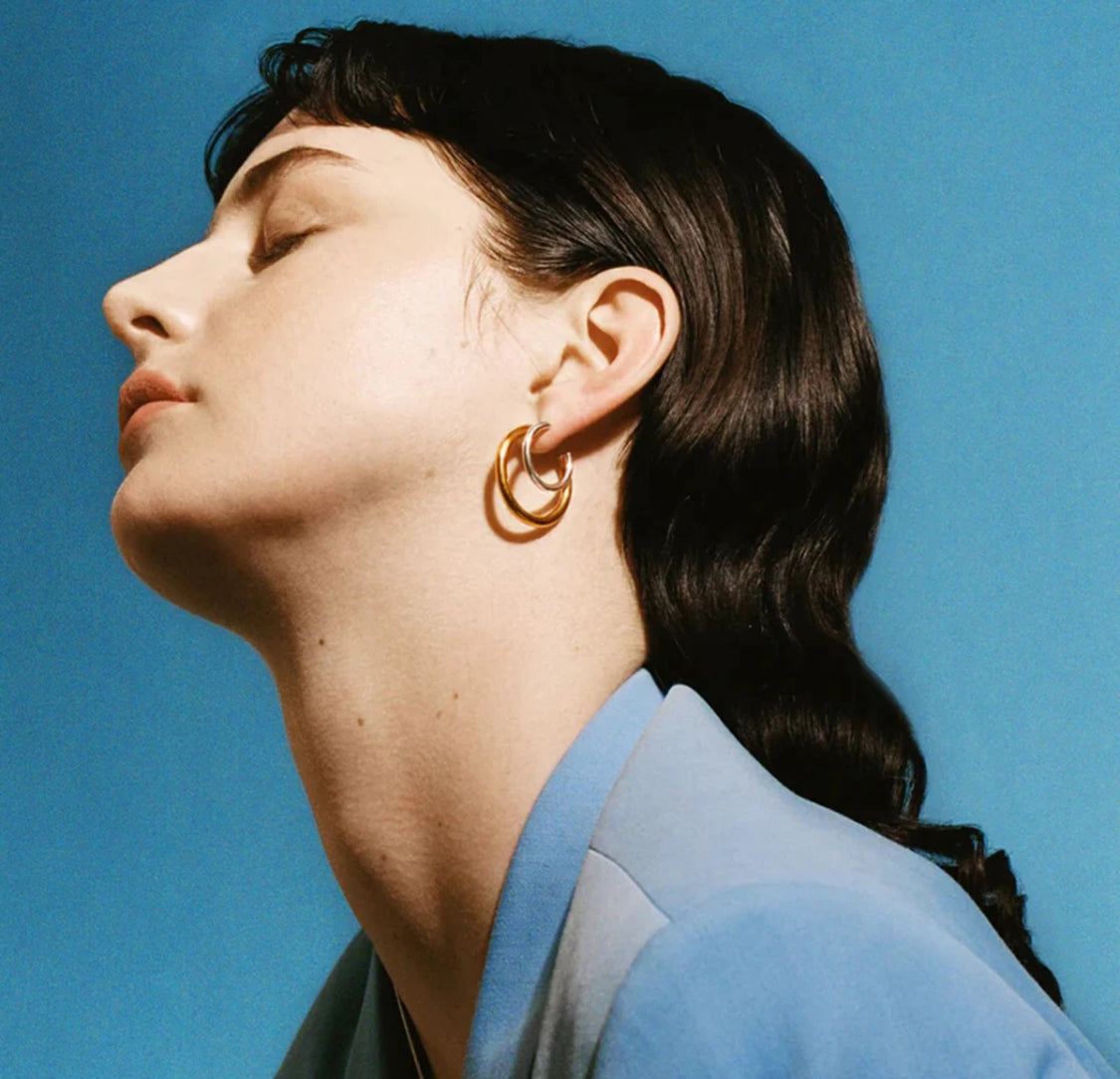 Double Mixed Metal Hoops