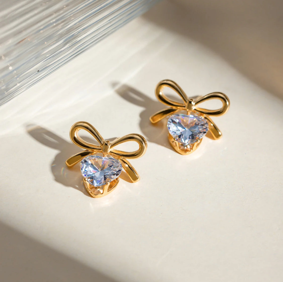 Crystal Hearts & Bow Studs