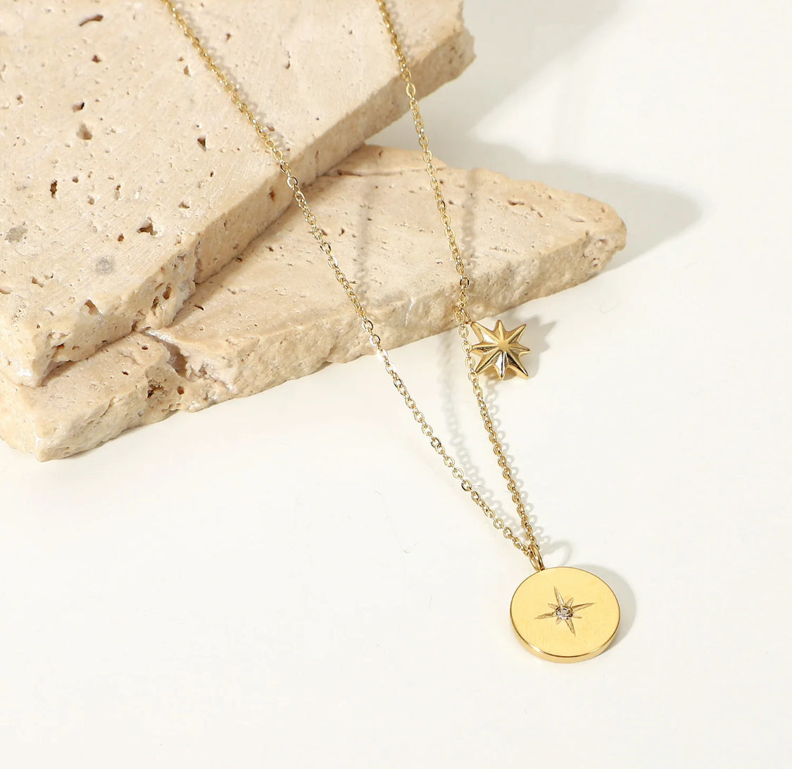 Two Star Pendant Necklace