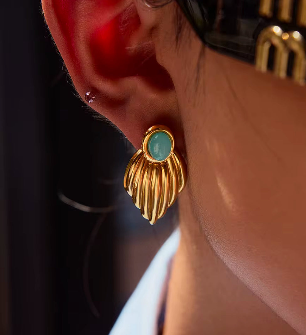 Turquoise and Gold Shield Studs