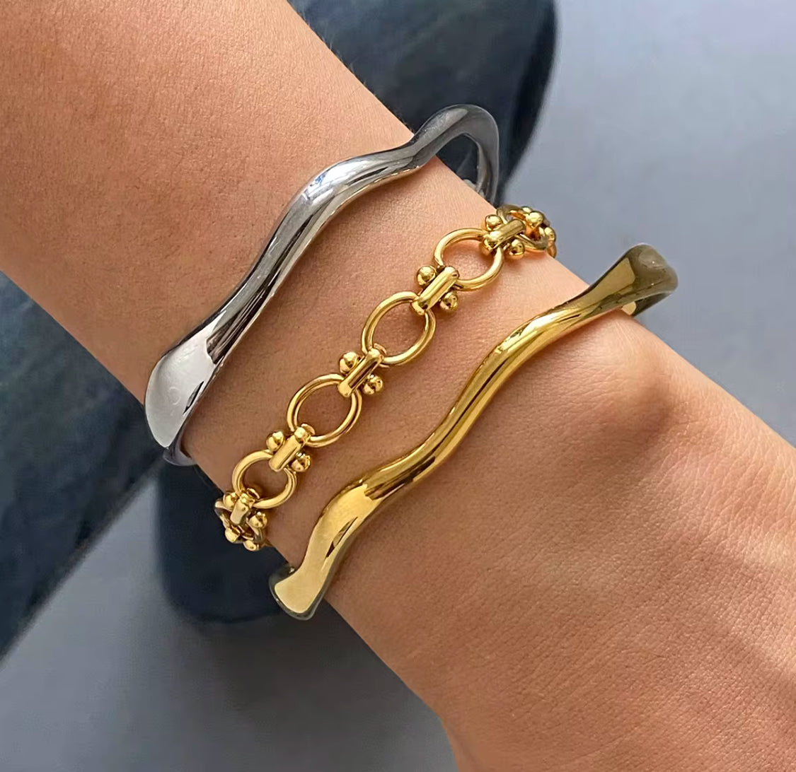 Oval Two Link Gold Bracelet
