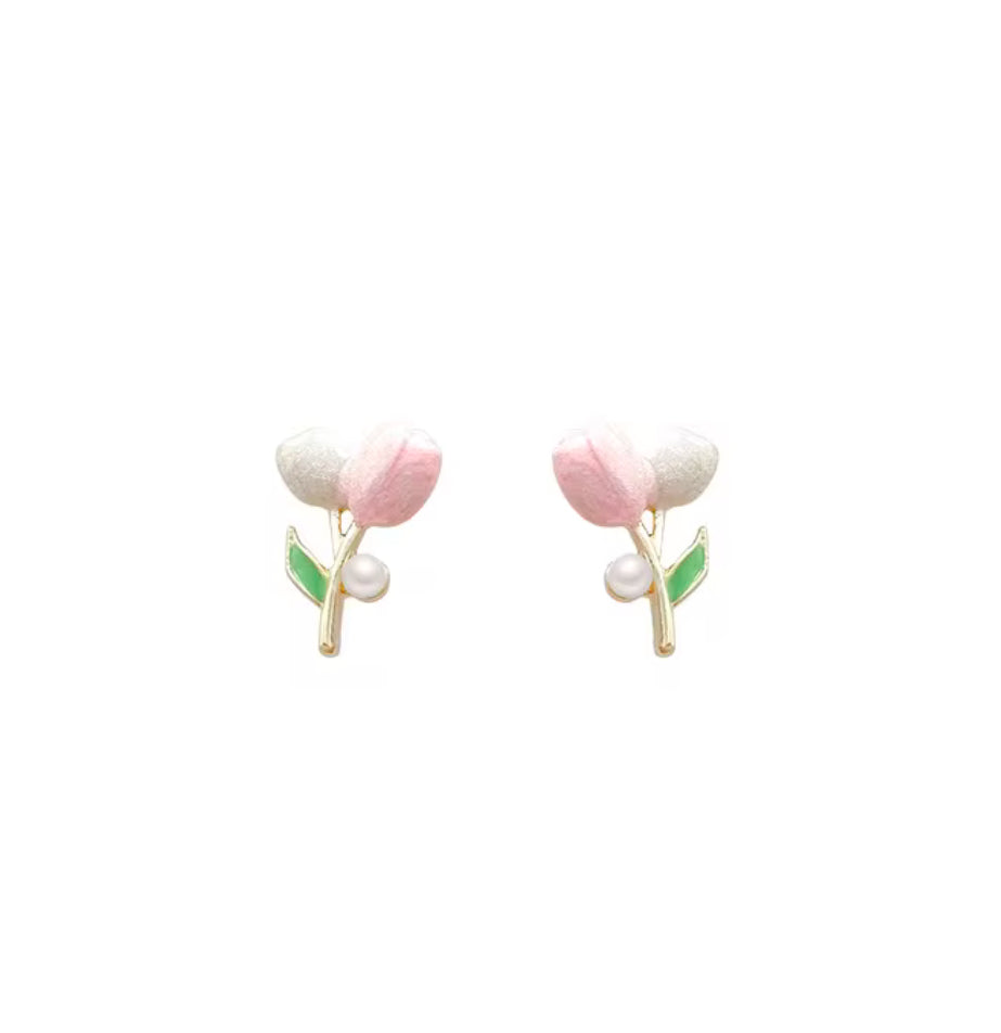 Pink Tulip Studs