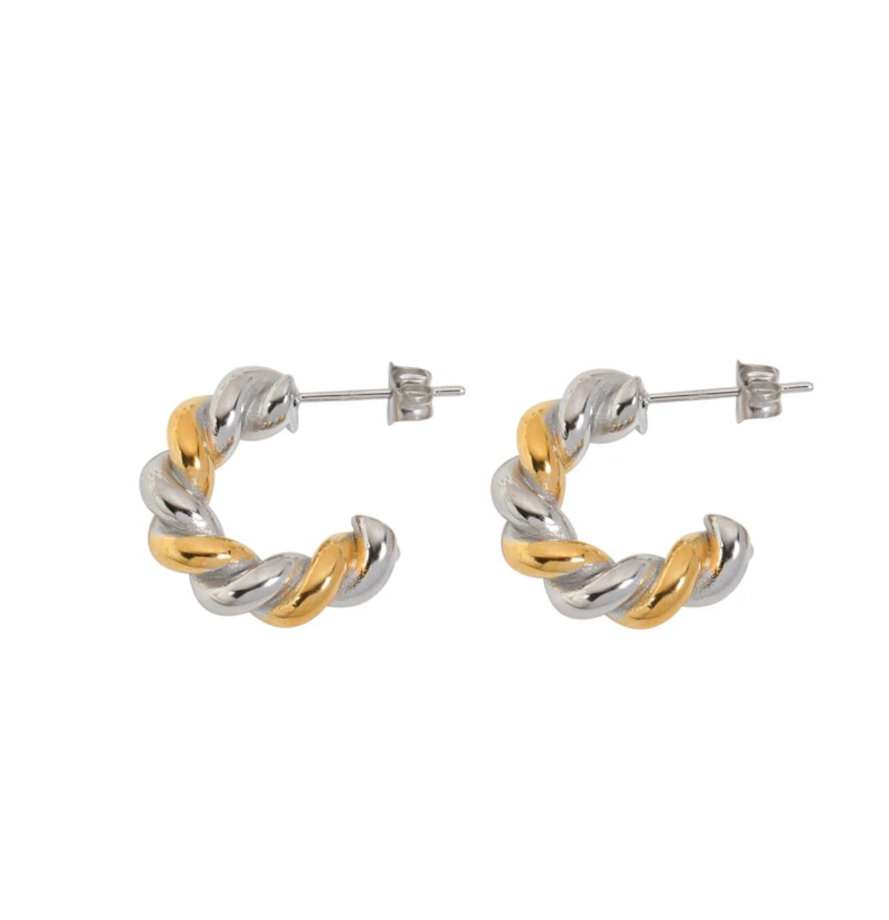 Braided Mixed Metal Hoops