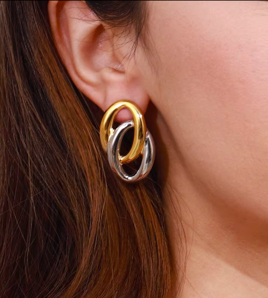 Mixed Metal Rings Studs
