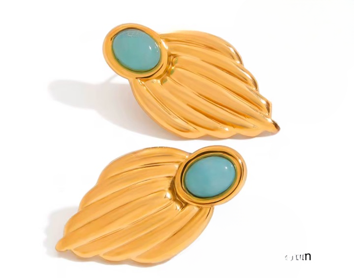 Turquoise and Gold Shield Studs