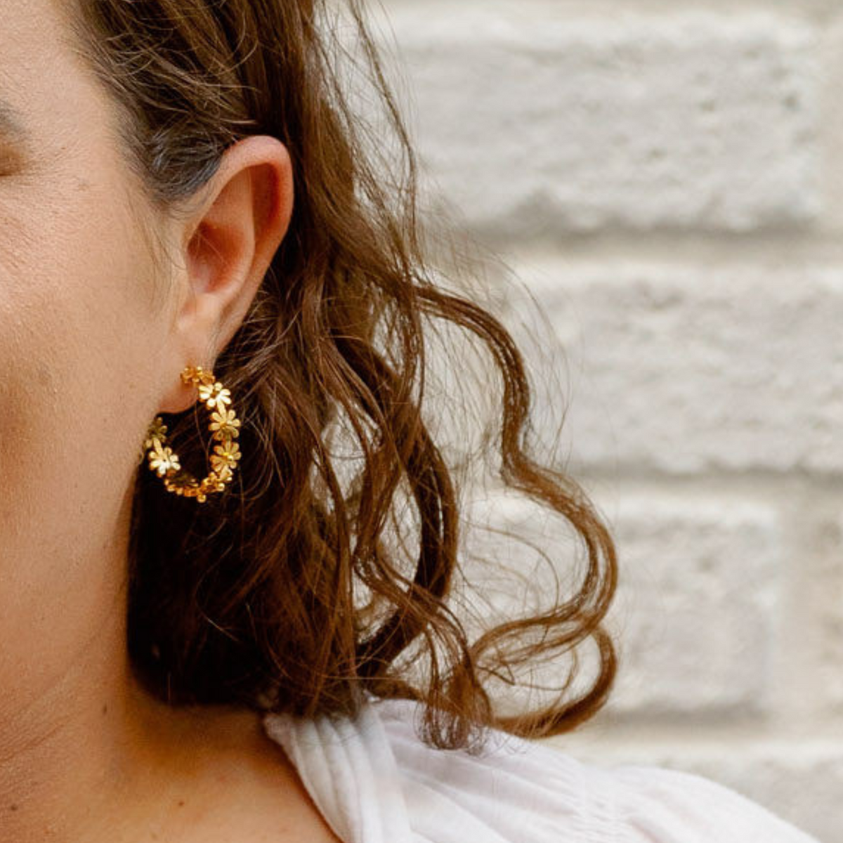 Gold Floral Hoops
