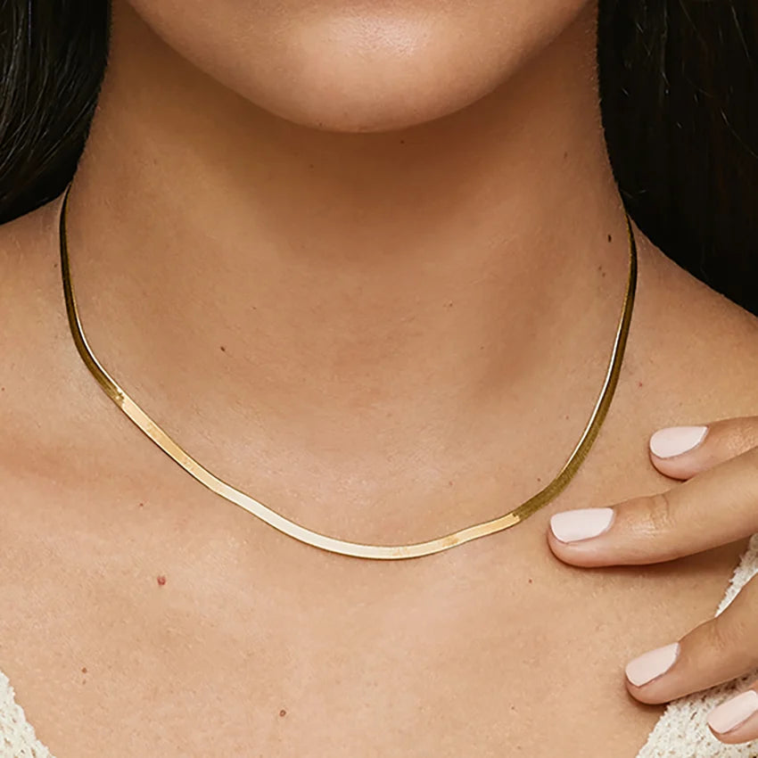 Medium Gold Herringbone Necklace