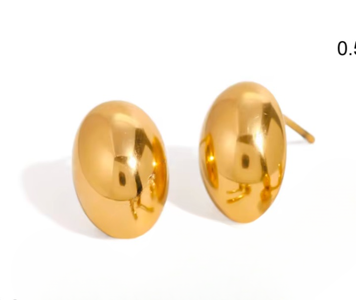 Gold Oval Studs