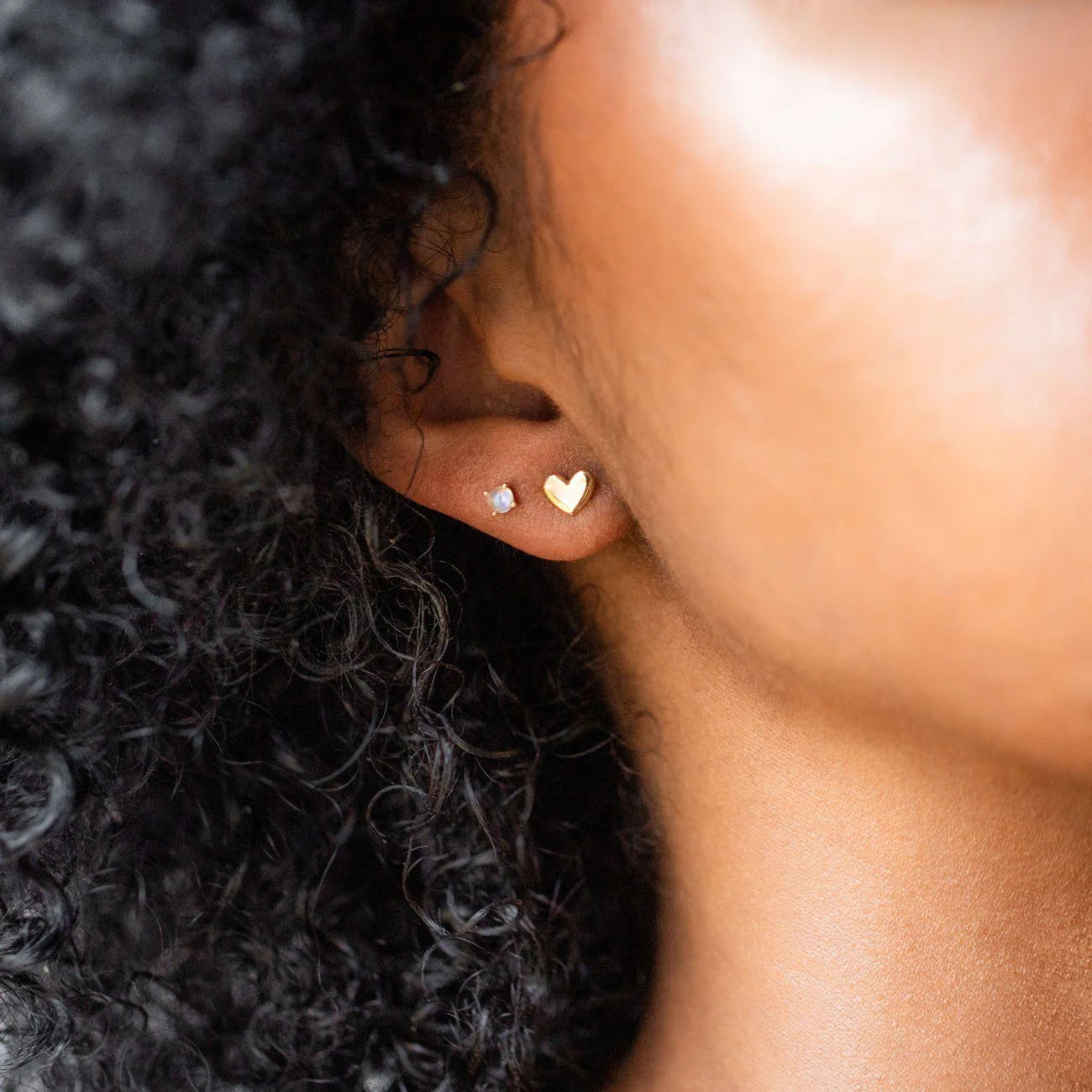 Gold Heart Duo Studs