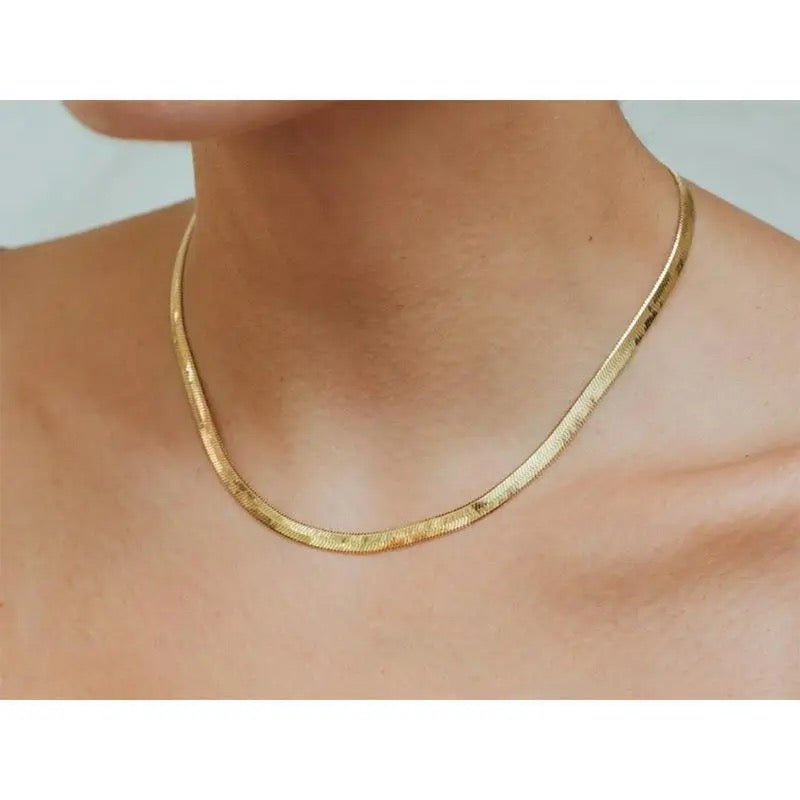 Wide Gold Herringbone Chain