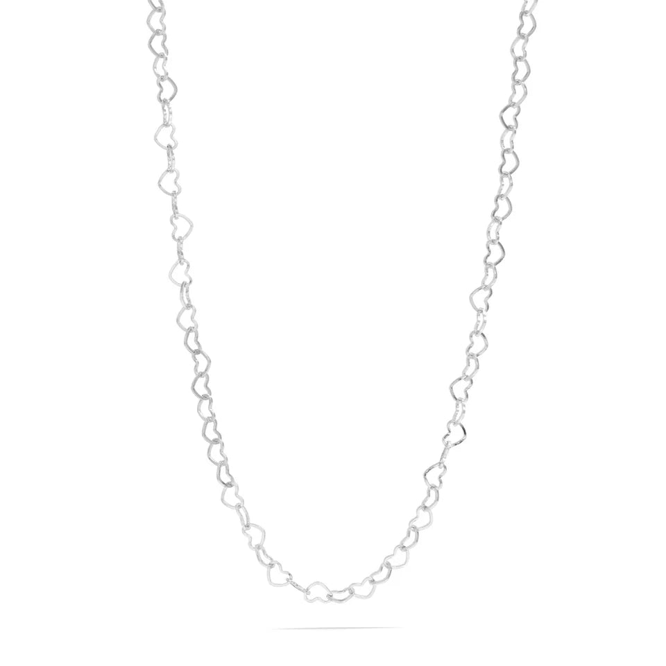 Silver Tone Hollow Heart Chain