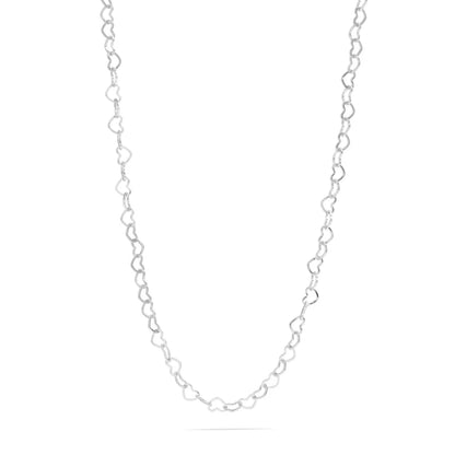 Silver Tone Hollow Heart Chain