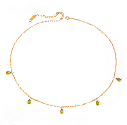 Green Pear Gold Necklace