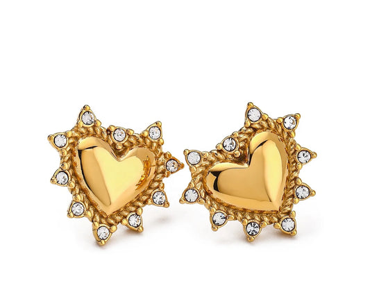 Love Hurts Gold Studs