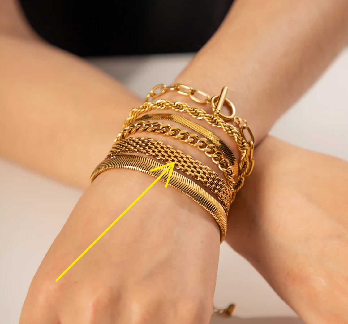 Wide Woven Gold Bracelet