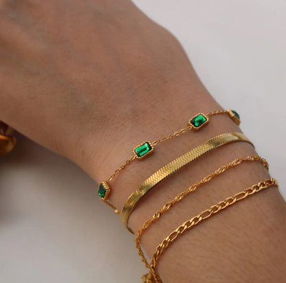 Emerald Square Gold Bracelet