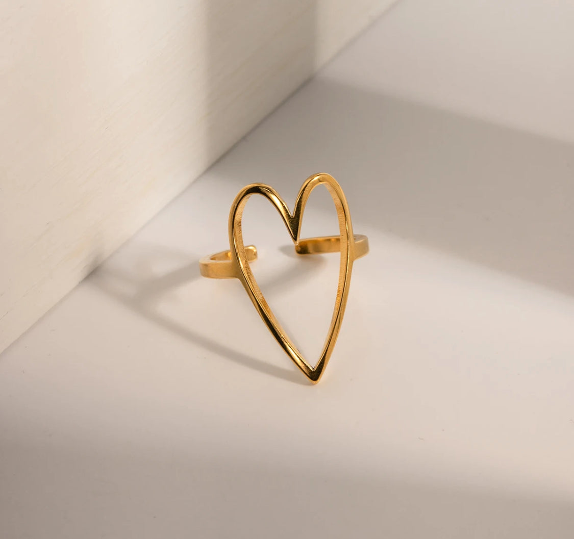 Hollow Large Heart Ring