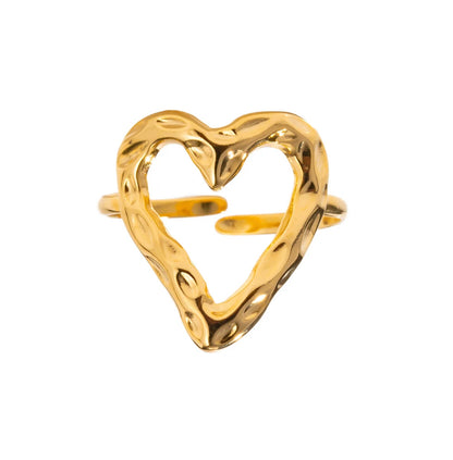 Textured Heart Gold Ring