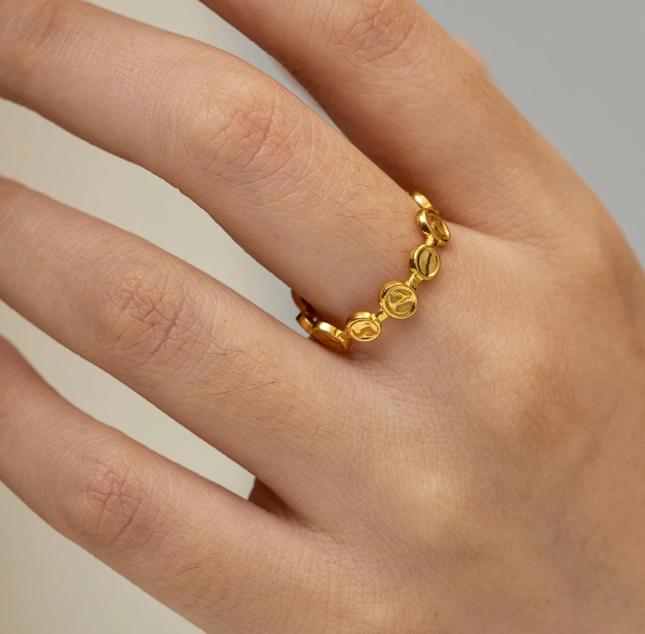 Textured Disc Gold Ring