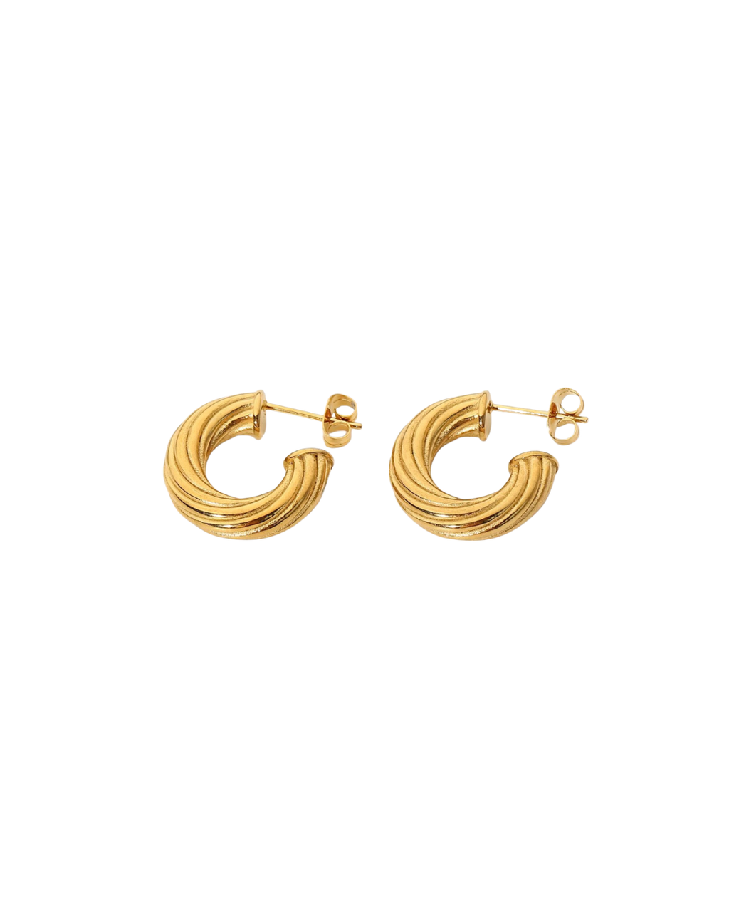 Lined Swirl Gold Hoops