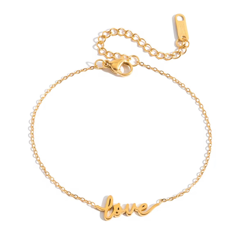 Love Plate Gold Bracelet