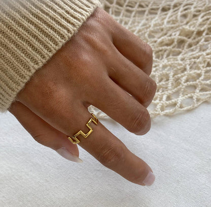 Boxed Line Gold Ring