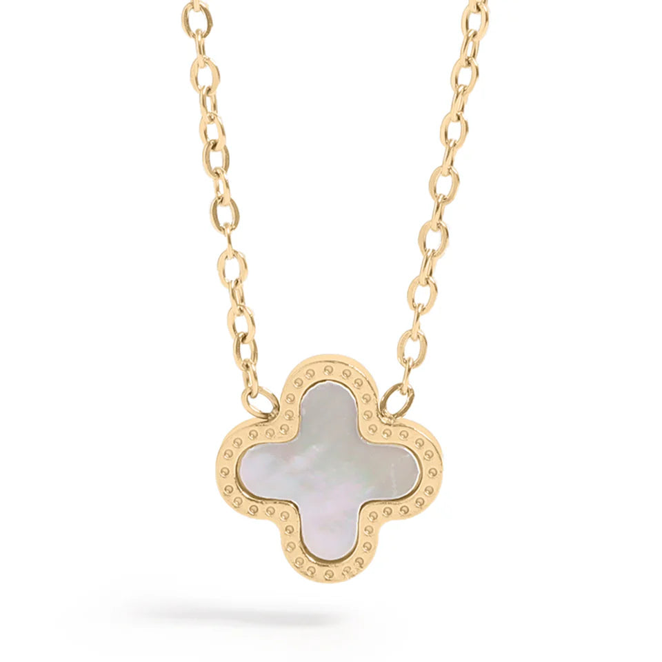 Pearl and Gold Clover Pendant
