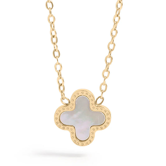 Pearl and Gold Clover Pendant