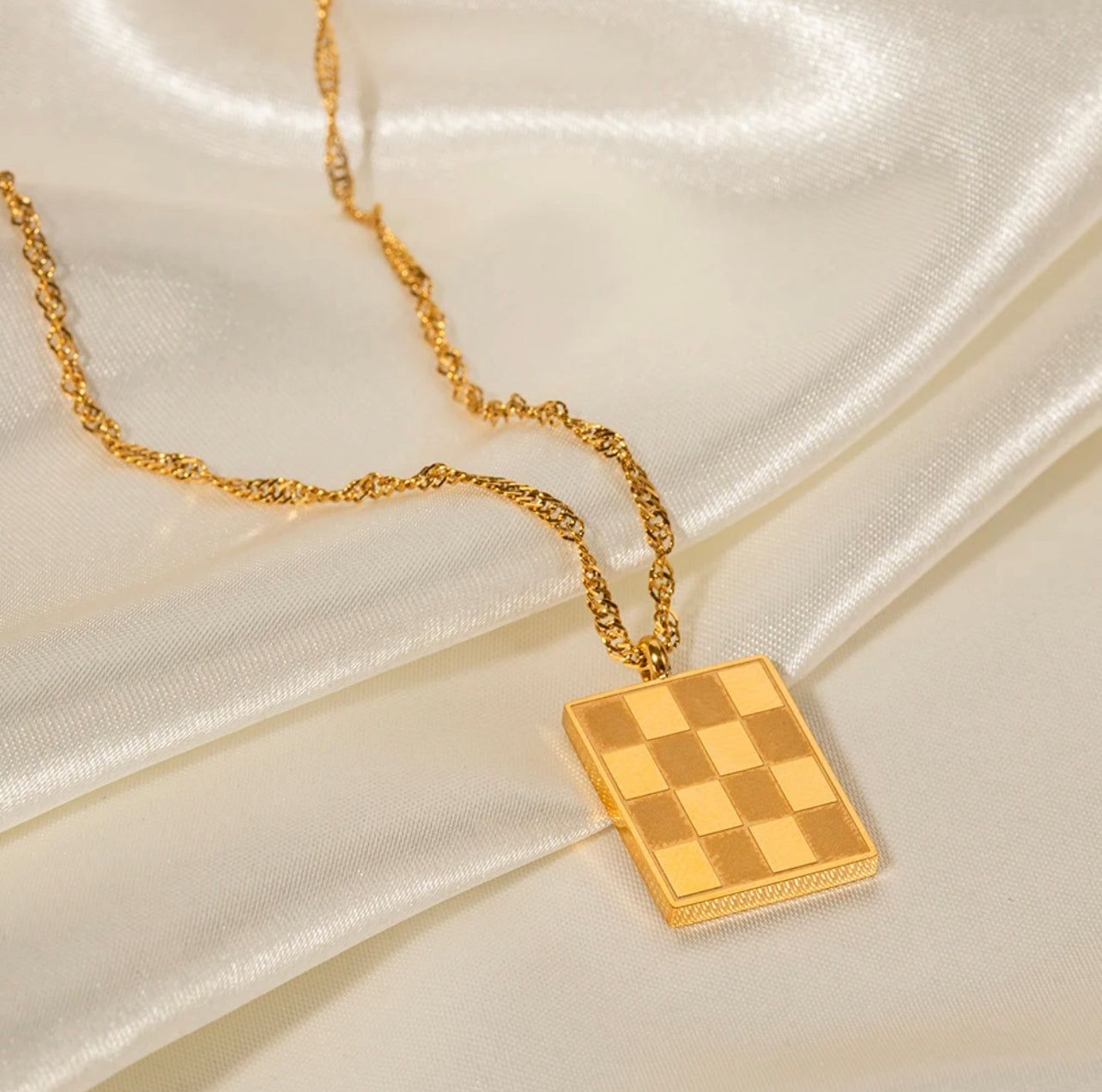 Gold Checker Necklace