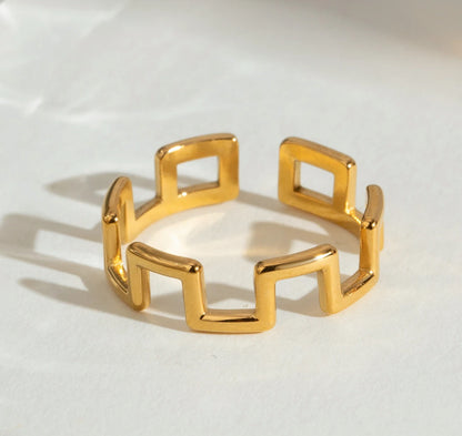 Boxed Line Gold Ring