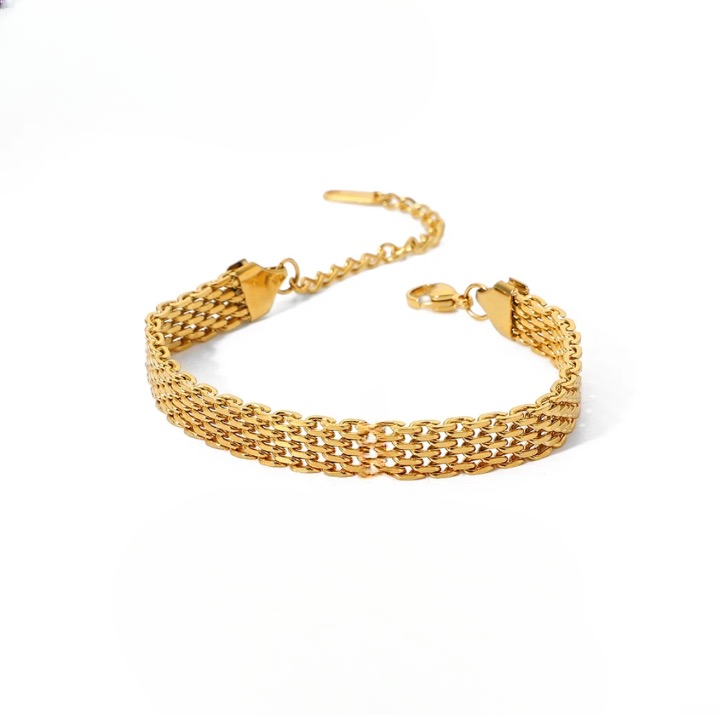 Wide Woven Gold Bracelet