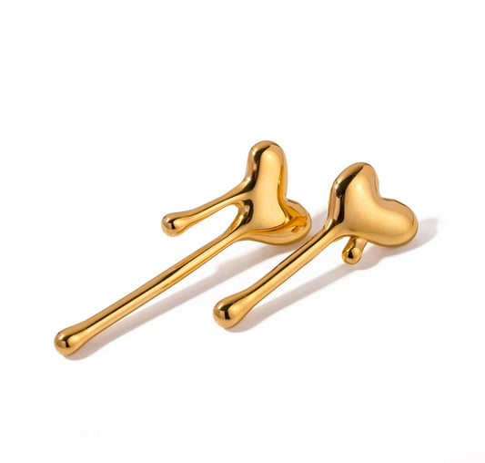 Melted Hearts Gold Studs