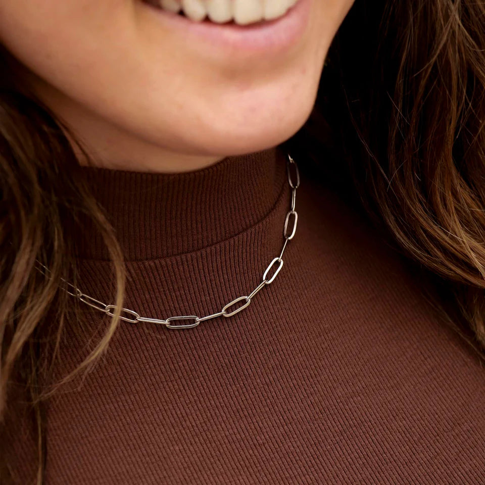 Silver tone Paperclip Chain